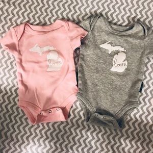 Twin Michigan onesies